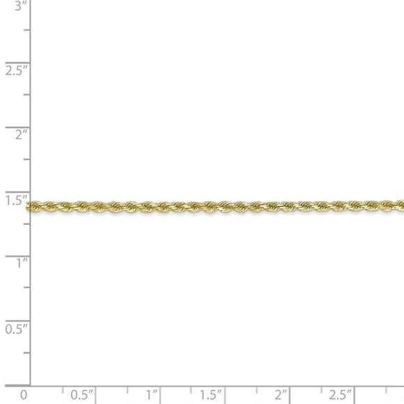 2mm 10k Yellow Gold Solid Diamond Cut Rope Chain Necklace, 22 Inch - Picture 5 of 8
